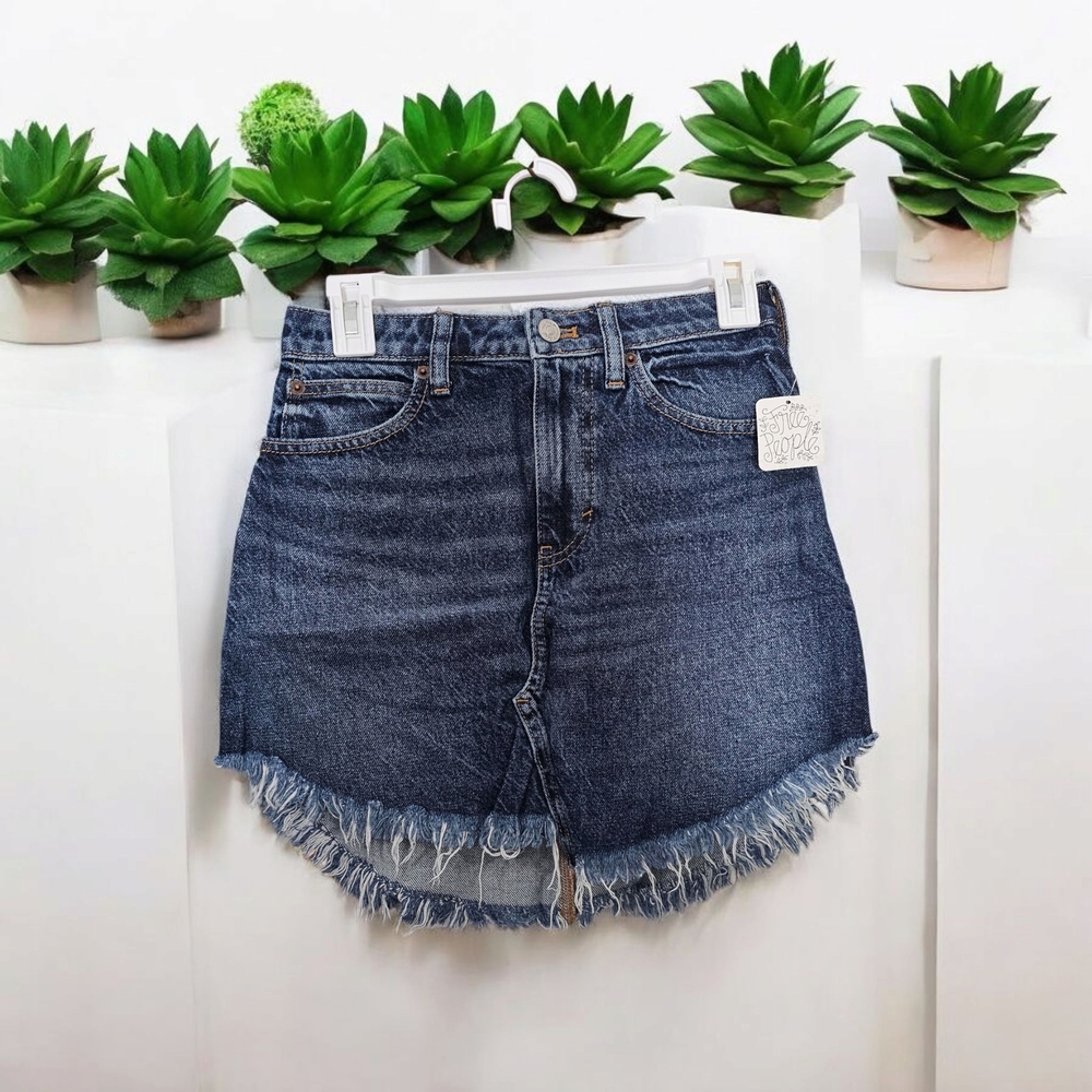 Free People Blue Denim Mini Skirt